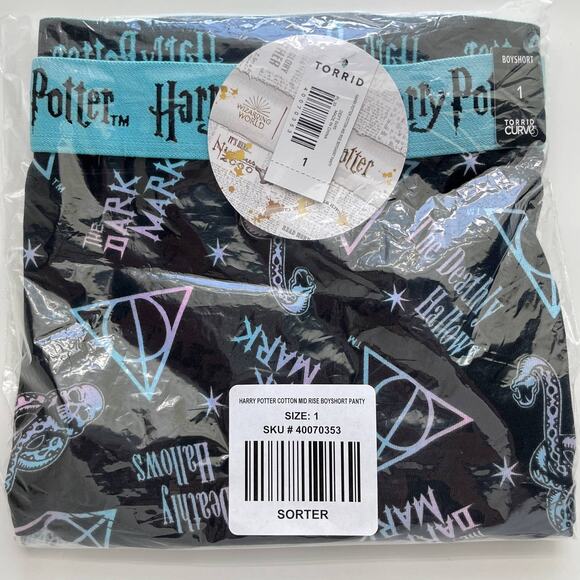 Torrid Harry Potter Boyshort Panties Deathly Hallows Dark Mark Death Eaters 1X - Picture 2 of 3